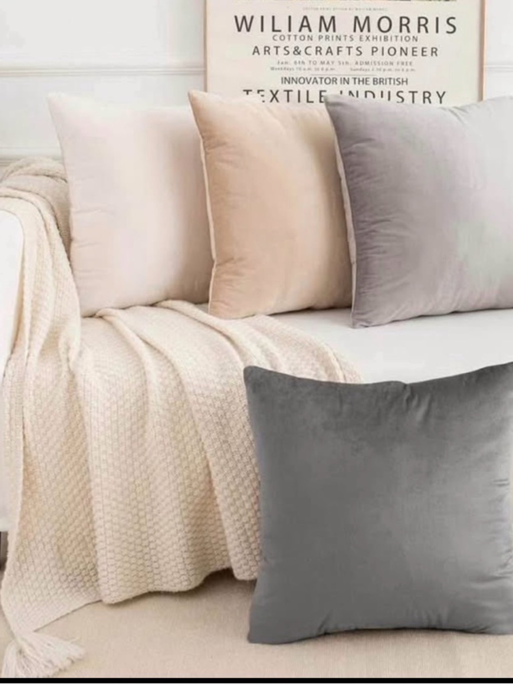 New Set-4 Neutral Gradient Throw Pillow Covers, Velvet 16”x16”